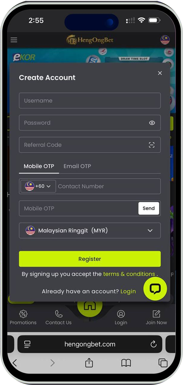 Register at HENG ONG BET Casino